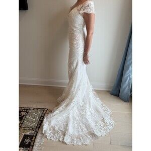 MERRY’S Lace Wedding Dress-Chapel Train-10; Fits Street Size 4
